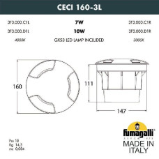 Встраиваемый светильник уличный CECI 3F3.000.000.LXD1L